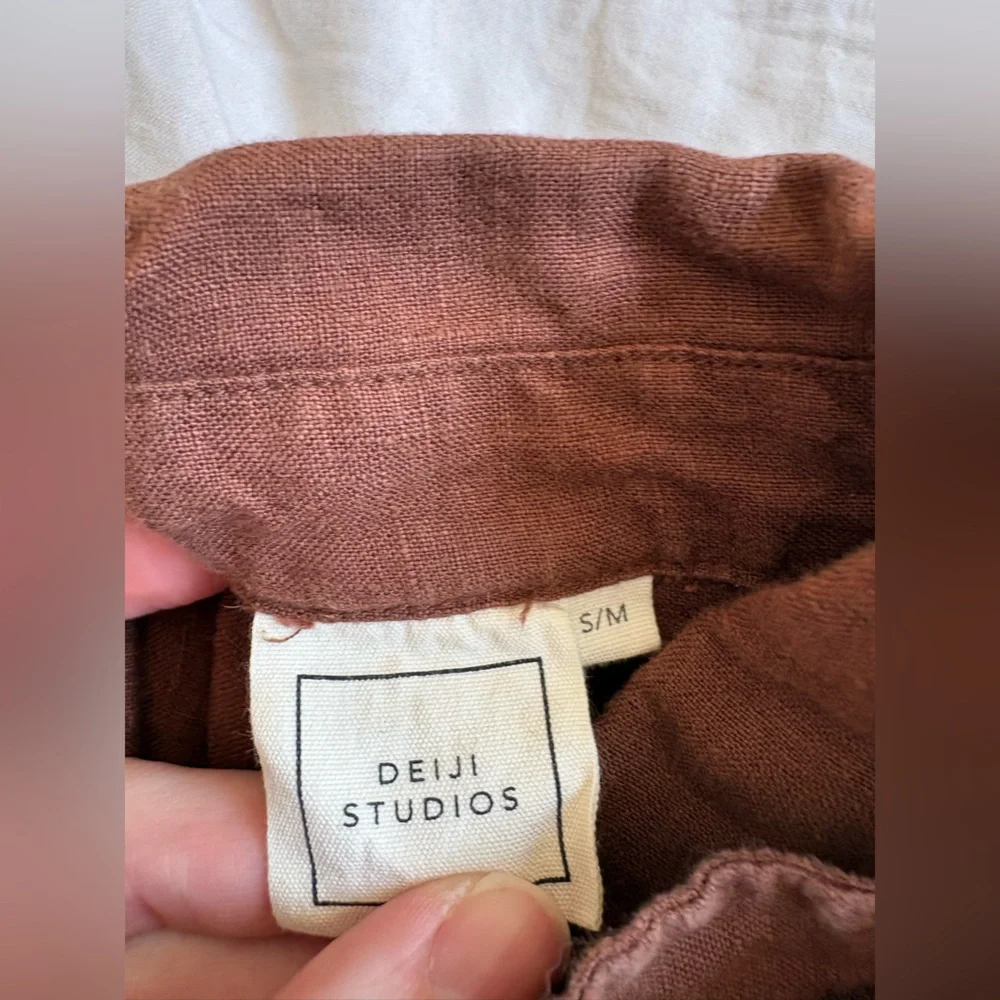 Deiji Brown Linen Shirt and Shorts Set - Picture 2 of 3